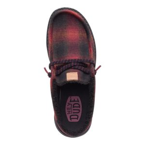 wally slip cozy plaid red plaid/black