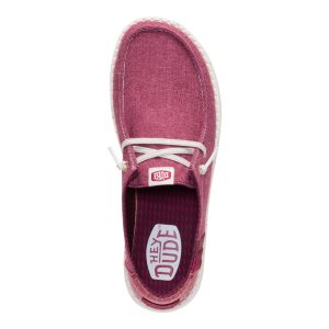 wendy break brushed linen burgundy